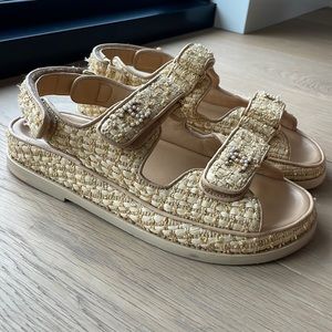 Chanel 2021 Raffia Dad Sandal 37